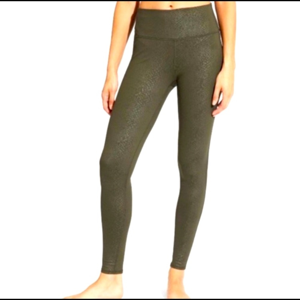 Athleta green snakeskin print full length leggings high rise size small tall